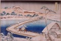el puente de pontones en sano en la provincia de kozuka Katsushika Hokusai Ukiyoe